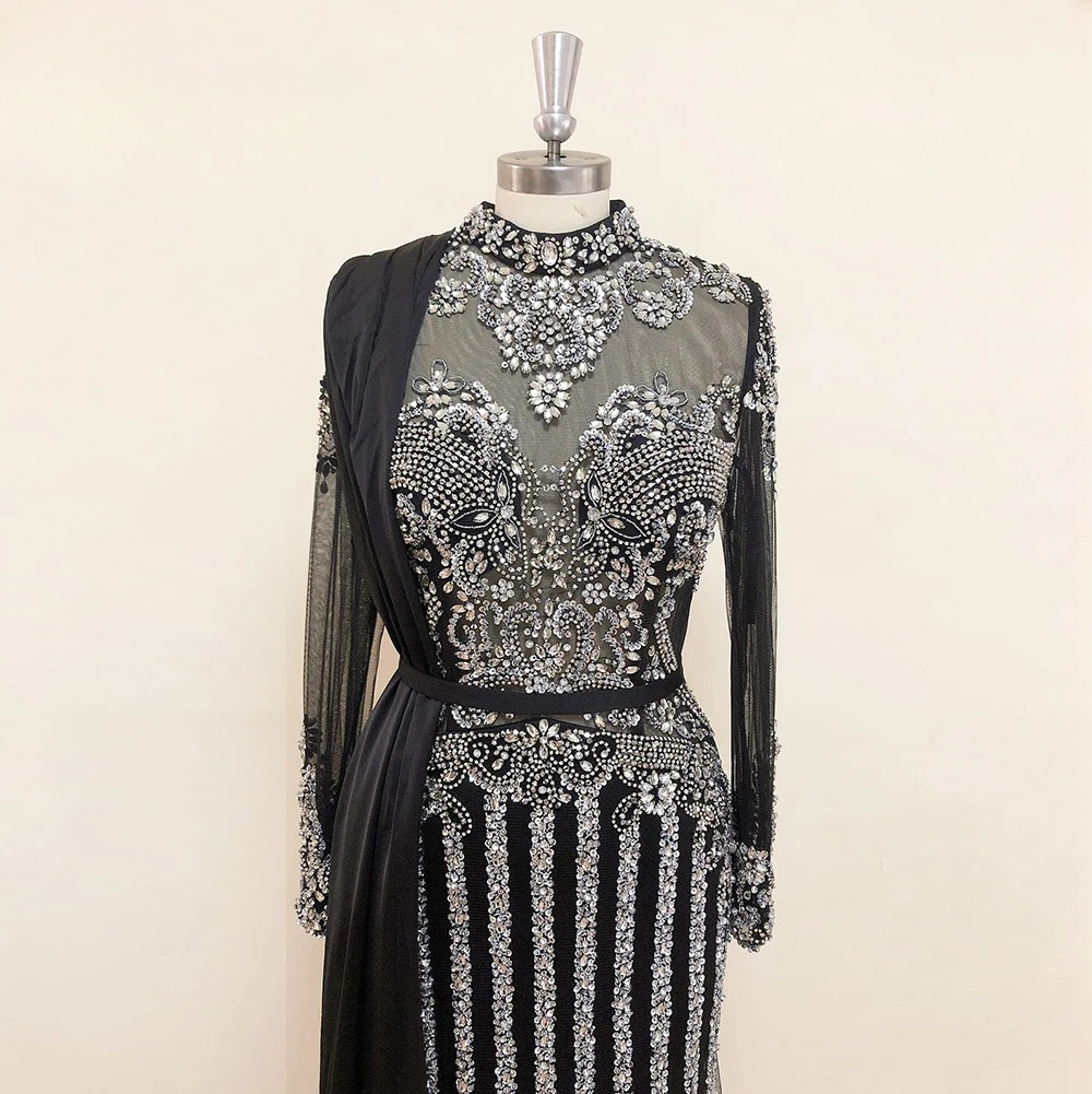 Elegant Crystal Sequin Wedding Floor-Length Evening Party Dress - Image 11