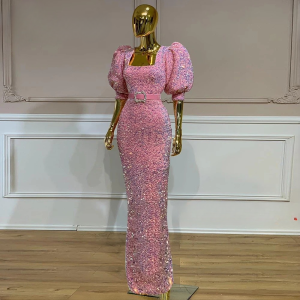 Elegant Half Puff Sleeves Mermaid Evening Party Dresses