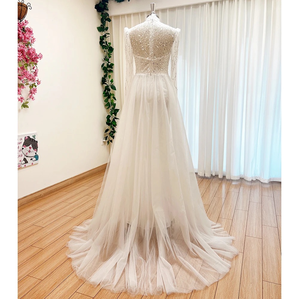 Elegant High Neck Beads Mermaid Evening Party Dress - Image 9