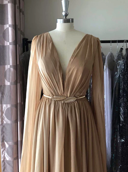 Elegant Long Cape Chiffon Floor-Length Evening Party Dress - Image 5