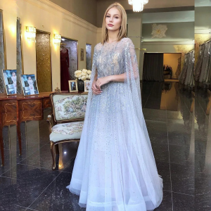 Elegant Long Sleeves A-Line Floor-Length Evening Party Dress