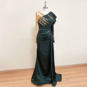 Elegant Long Sleeves Mermaid Beads Evening Party Dress