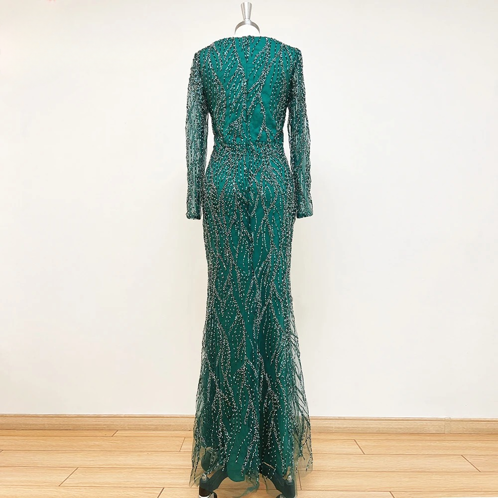 Elegant Long Sleeves Mermaid With Detachable Train Evening Party Dress - Image 6