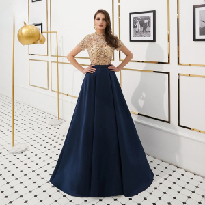 Elegant Luxury Aline Satin Crystal Evening Party Dress