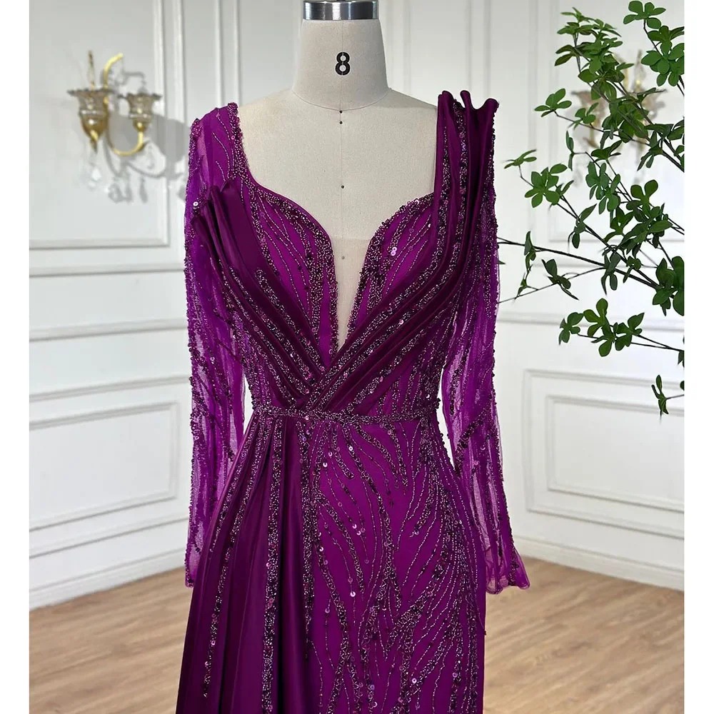 Elegant Luxury Beaded V-Neck Floor-Length Evening Party Dress - Image 11
