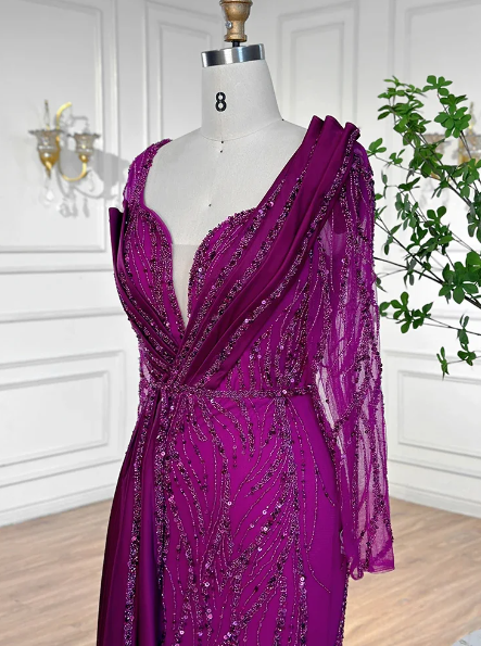 Elegant Luxury Beaded V-Neck Floor-Length Evening Party Dress - Image 12