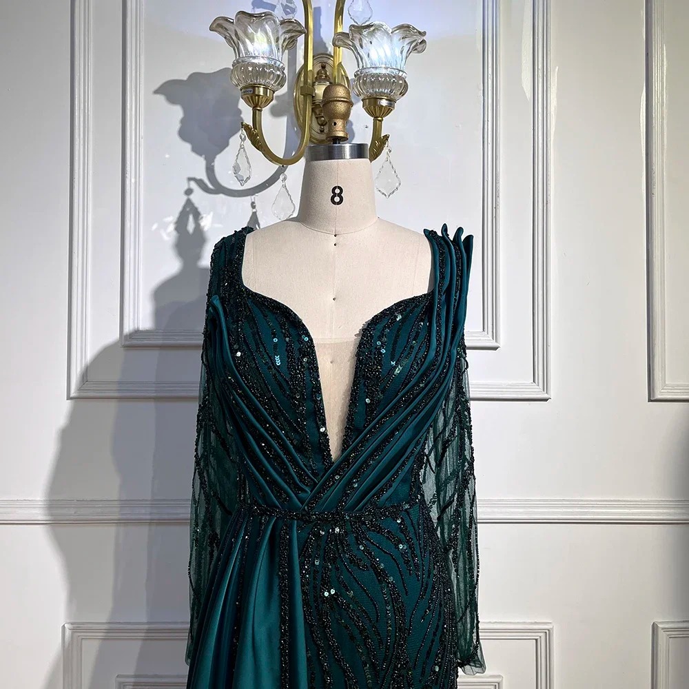 Elegant Luxury Beaded V-Neck Floor-Length Evening Party Dress - Image 4