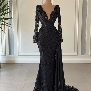 Elegant Mermaid Lace Stretch Evening Party Dress