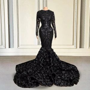 Elegant Round Neck Mermaid Floor-Length Evening Party Dress