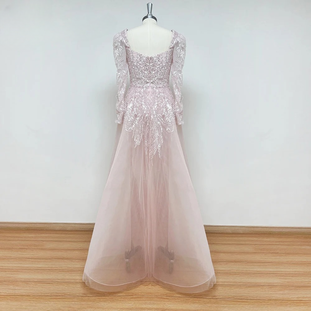 Elegant V-Neck Long Sleeves Mermaid Evening Party Dress - Image 6