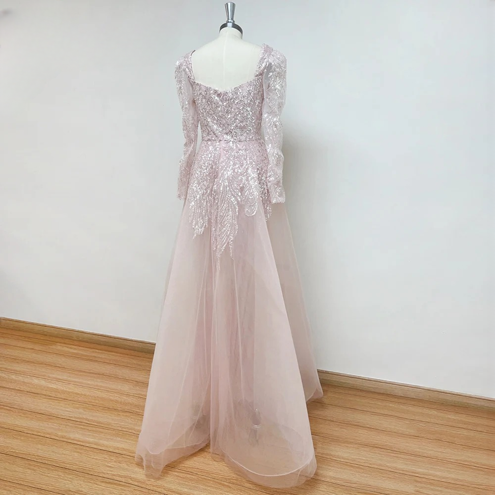 Elegant V-Neck Long Sleeves Mermaid Evening Party Dress - Image 7