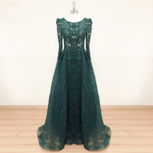 Full Lace Round-Neck Wedding Evening Night Dresses for Women