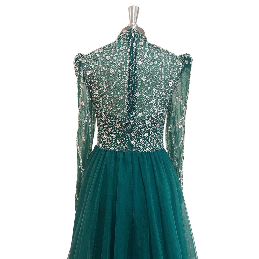 Elegant High Neck Beads Mermaid Evening Party Dress - Image 14