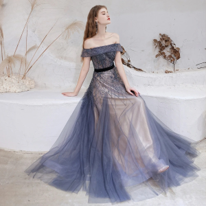 Elegant A-line Off the Shoulder Beads Evening Party Dress