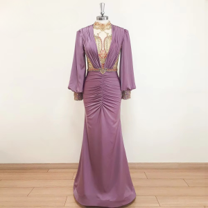 Elegant High Neck Mermaid Floor-Length Evening Party Dress