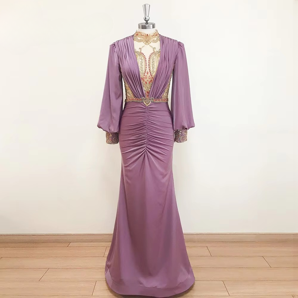 Elegant High Neck Mermaid Floor-Length Evening Party Dress