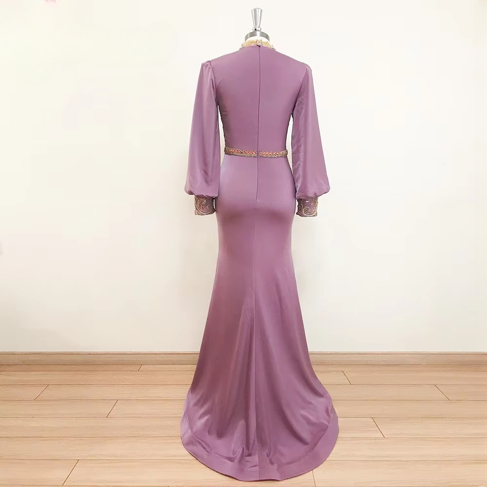 Elegant High Neck Mermaid Floor-Length Evening Party Dress - Image 2