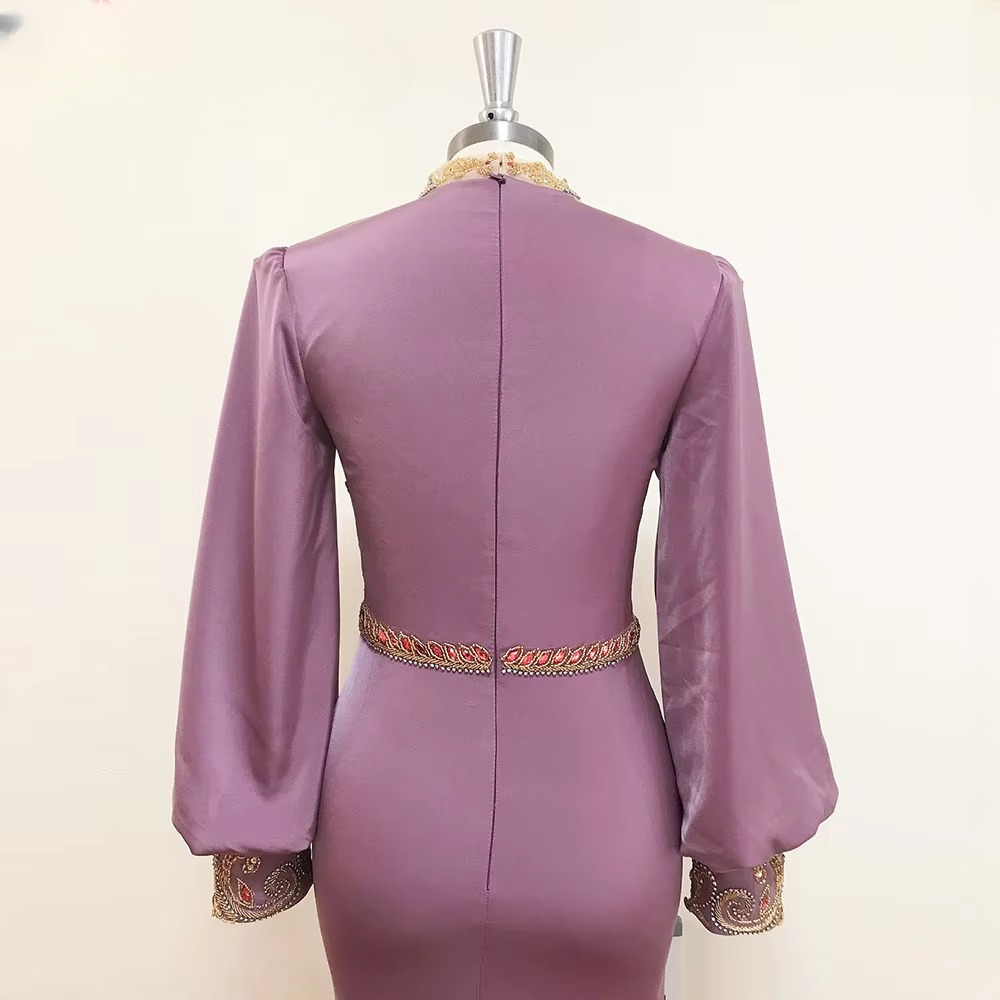 Elegant High Neck Mermaid Floor-Length Evening Party Dress - Image 4