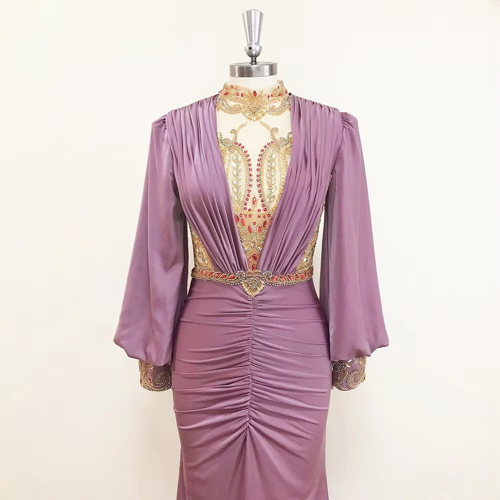 Elegant High Neck Mermaid Floor-Length Evening Party Dress - Image 3