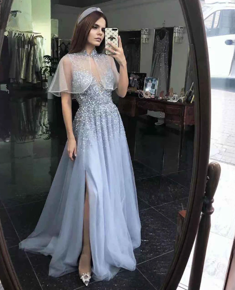 Elegant Luxury A-Line Sleeveless With Side Slit Evening Party Dress - Image 2