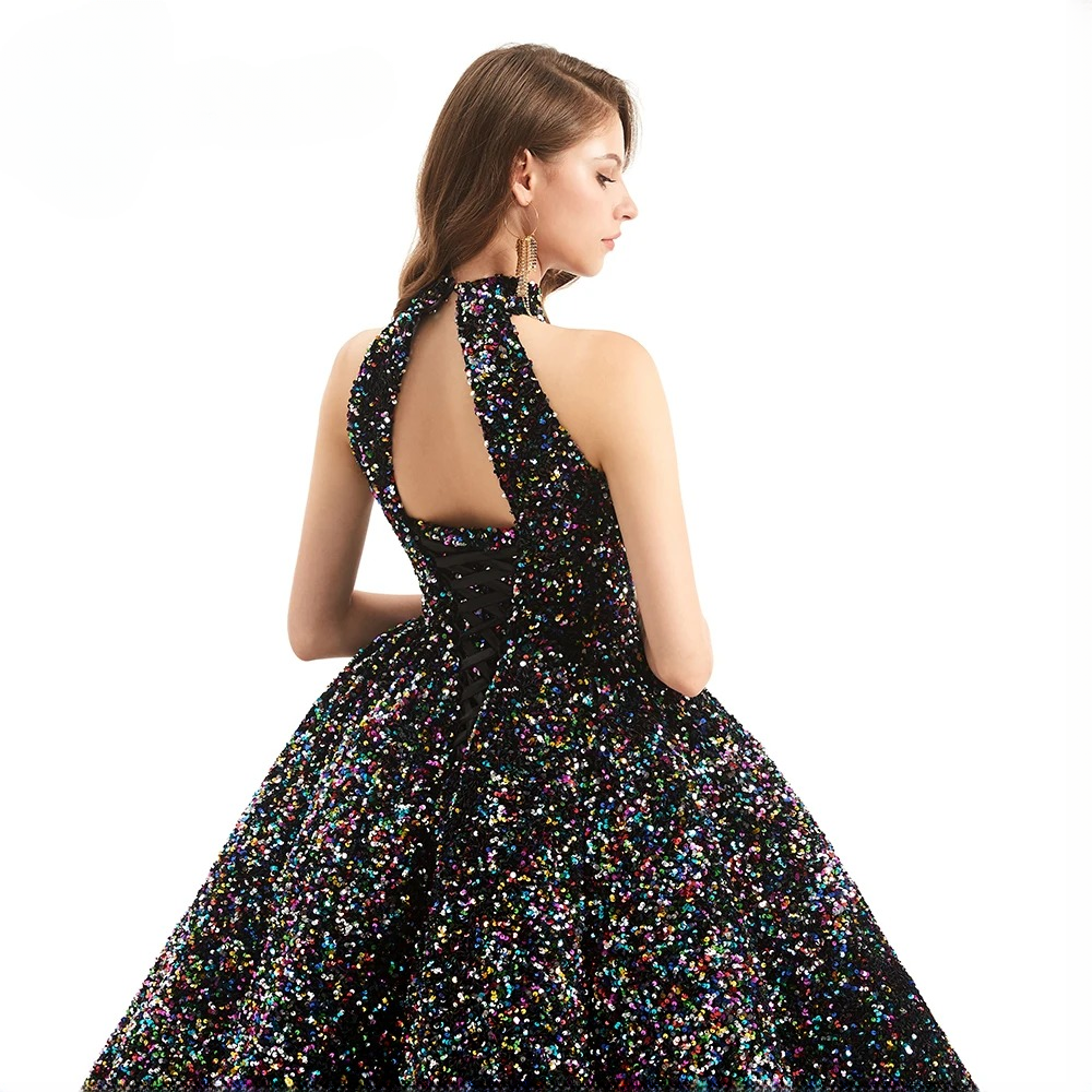 Elegant Luxury Long Sleeves Sequin Birthday Party Dress - Image 4