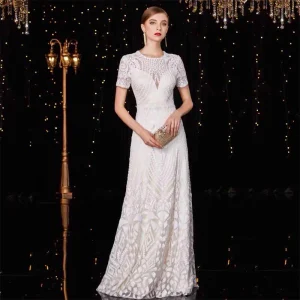 Elegant Luxury Long Sleeves Sequins Mermaid Evening Maxi Dress