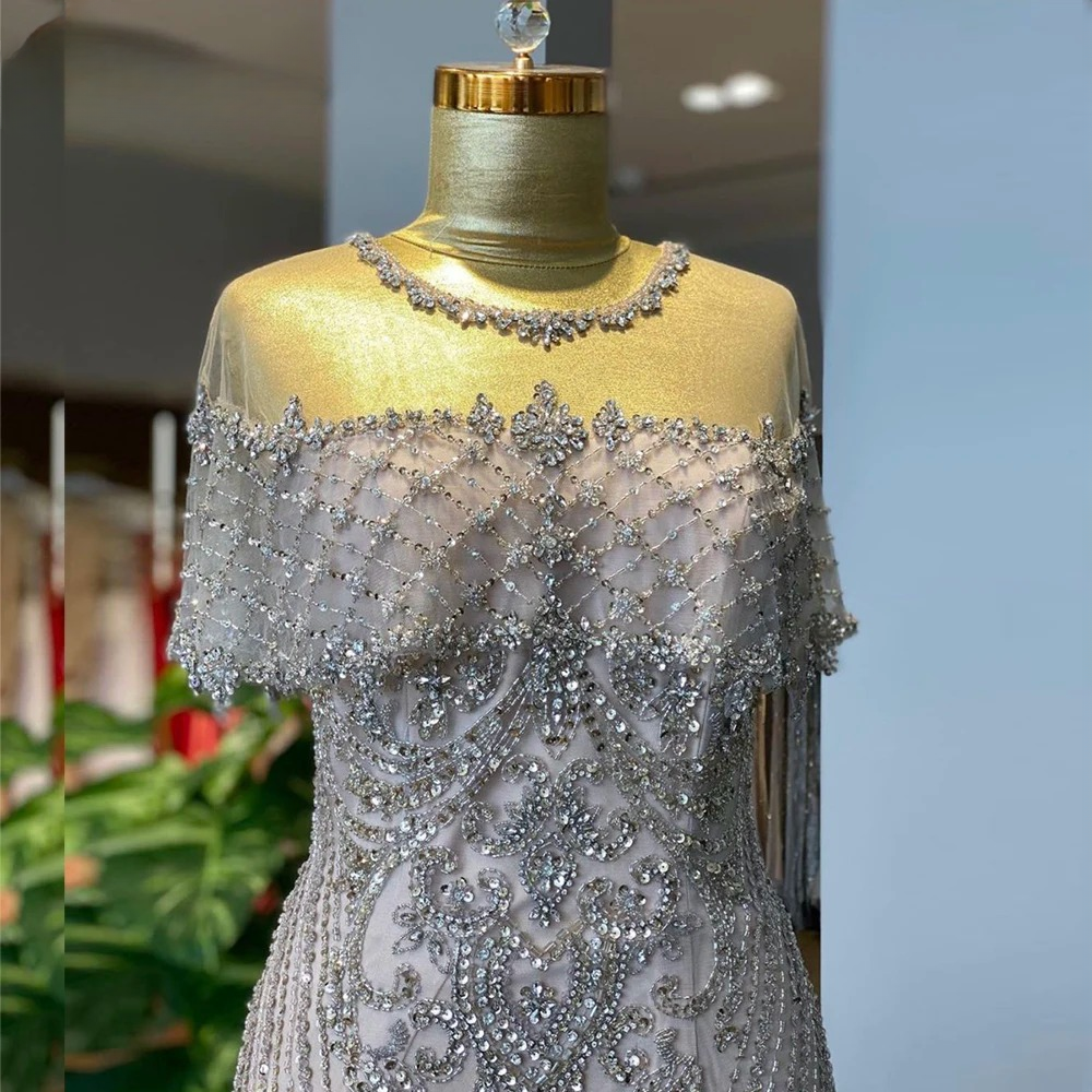 Elegant Luxury Short Sleeves Mermaid Evening Party Dress - Image 2