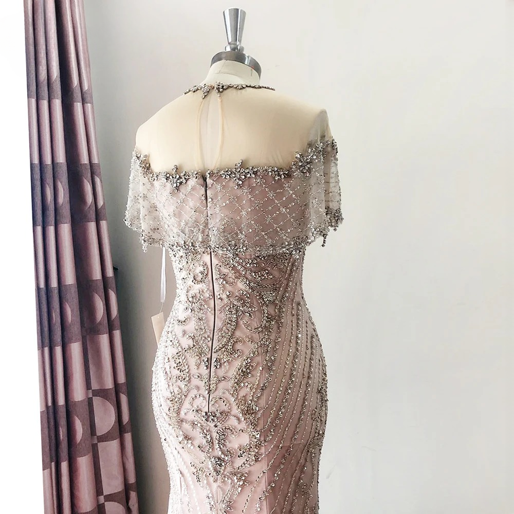 Elegant Luxury Short Sleeves Mermaid Evening Party Dress - Image 6