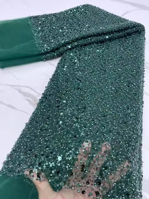 Elegant Mermaid Beads Long Sleeves V-Neck Satin Evening Party Dress - Image 14