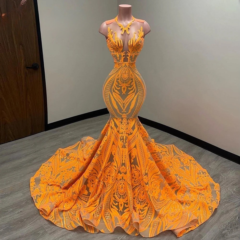 Elegant O-neck Sleeveless Sequin Floor-Length Prom Party Dress - Image 5