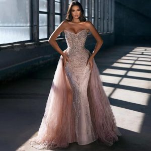 Elegant Sweetheart Mermaid Beads Sequin Evening Dress