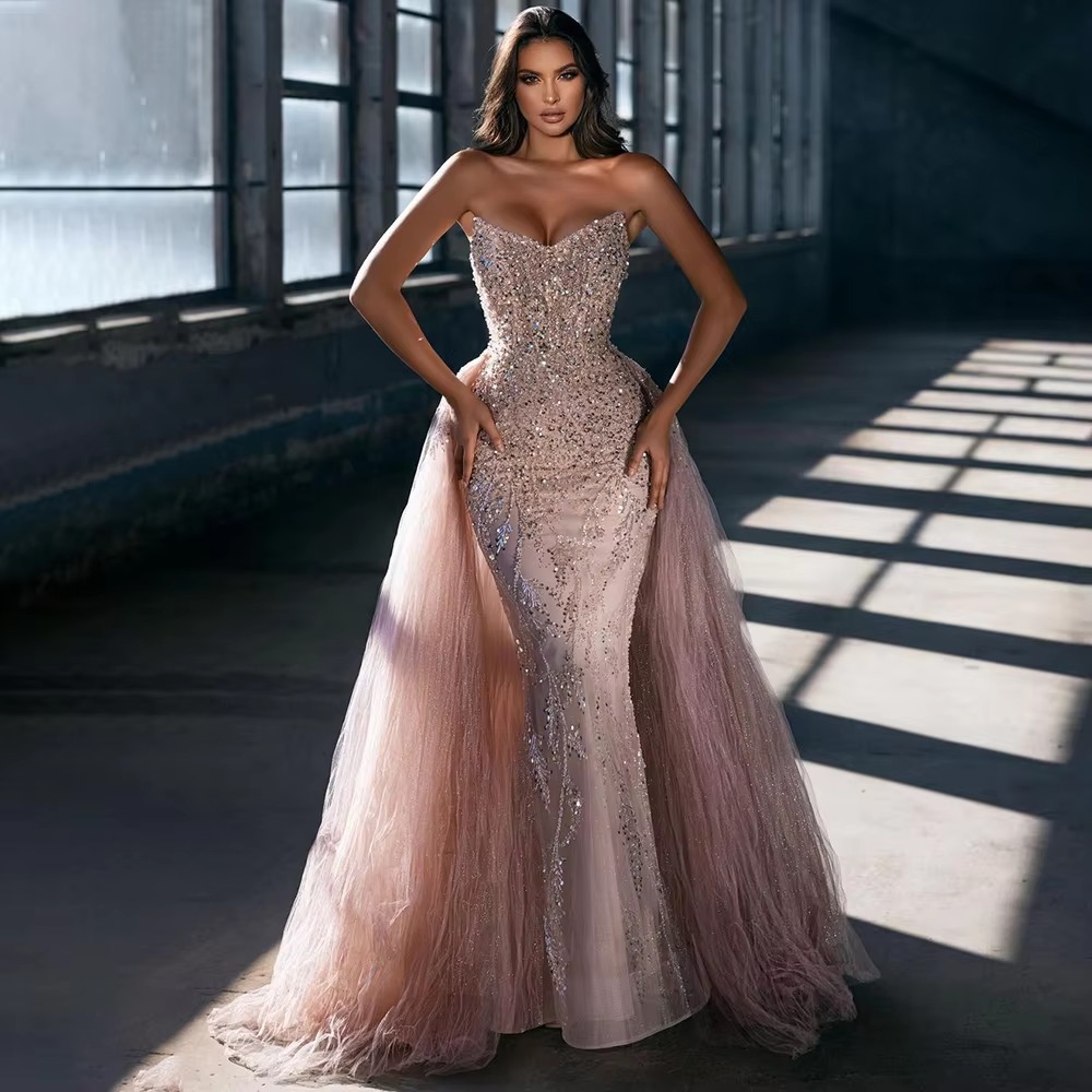 Elegant Sweetheart Mermaid Beads Sequin Evening Dress