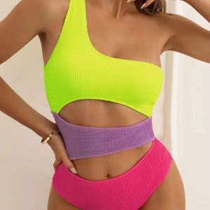 One Piece Swimsuit One Shoulder Swimming Suits