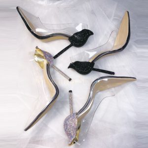 Spring Pvc Transparent Pumps Women Shoes High Heels Rhinestone Stiletto Shallow Single Shoes Sexy Catwalk Wedding Shoes