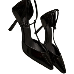 Black High Heels Female 2023 New Temperament Elegant Women Pumps Patent Leather Pointed Toe