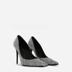 Black Pointed Toe High Heels Women Pumps 2023 Luxury New Shallow Single Shoes Rhinestone Stiletto