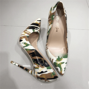 Camouflage Print Stiletto Leather Women's Pumps Pointed Toe High Heels 8Cm 10Cm 12Cm Slip On Fashion Party