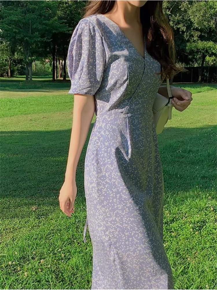 Casual Vintage Party Short Sleeve Beach Midi Dress - Image 8