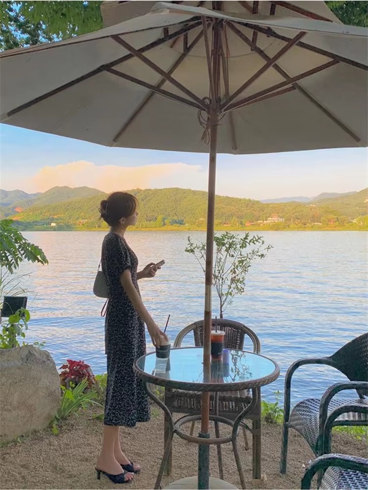 Casual Vintage Party Short Sleeve Beach Midi Dress - Image 4