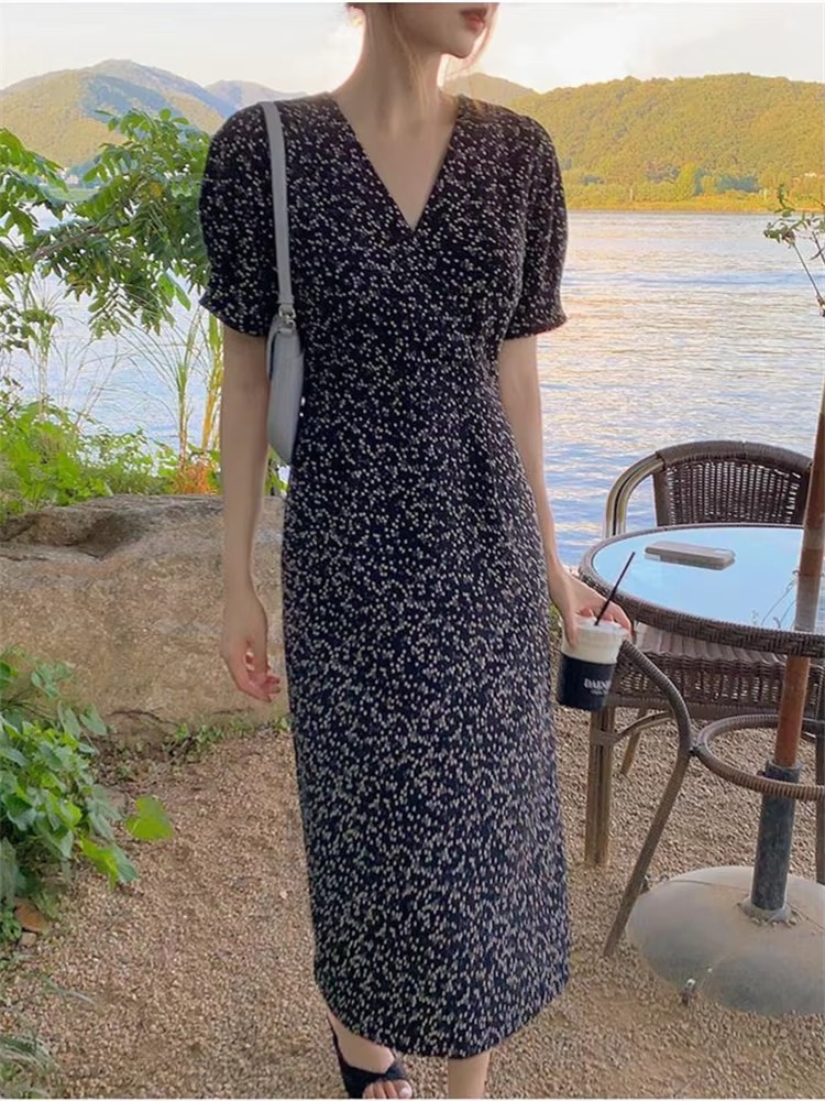 Casual Vintage Party Short Sleeve Beach Midi Dress