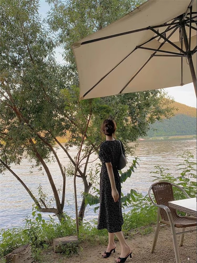 Casual Vintage Party Short Sleeve Beach Midi Dress - Image 5