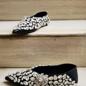 Diamond Crystal Women Flats Loafers Luxury Designer Genuine Leather Women Shoes Pointed Toe Rhinestone Pumps British Style