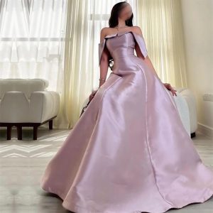 Elegant Off the Shoulder Satin Plus Size Aline Evening Party Dress