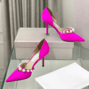 Fairy Wind Pearl High Heels Pointed Toe Pumps Silk Hollow Stiletto Women's Shoes Bride Wedding Shoe