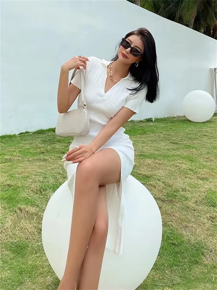 Long Vestidos Vintage Beach Party Bodycon Knitted Slim Dress - Image 7