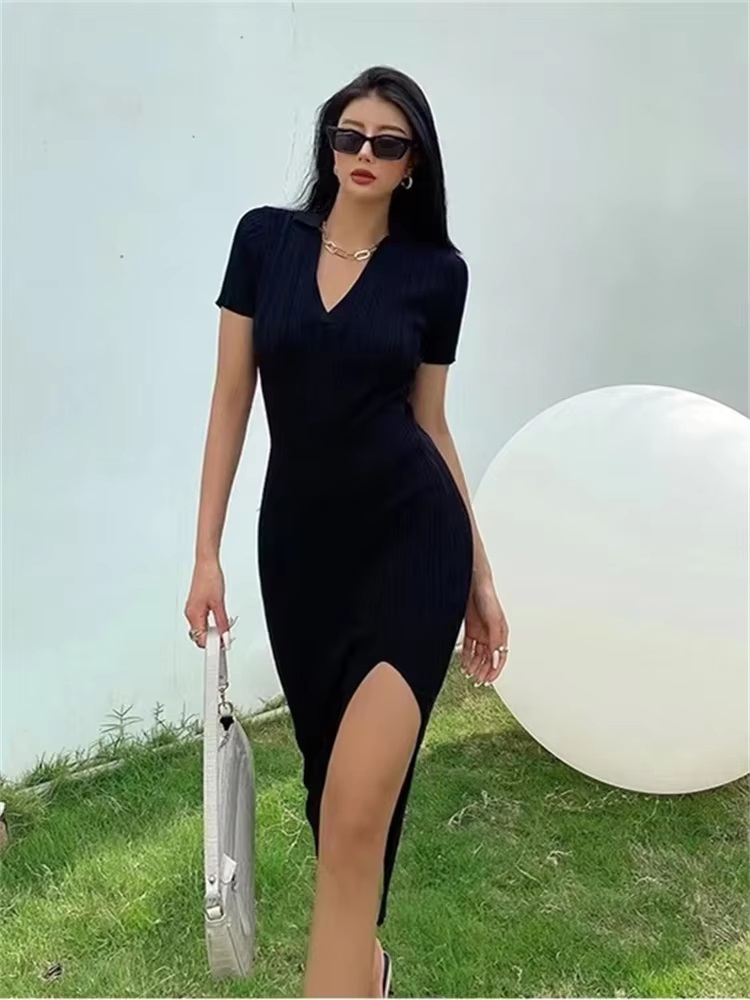 Long Vestidos Vintage Beach Party Bodycon Knitted Slim Dress - Image 5