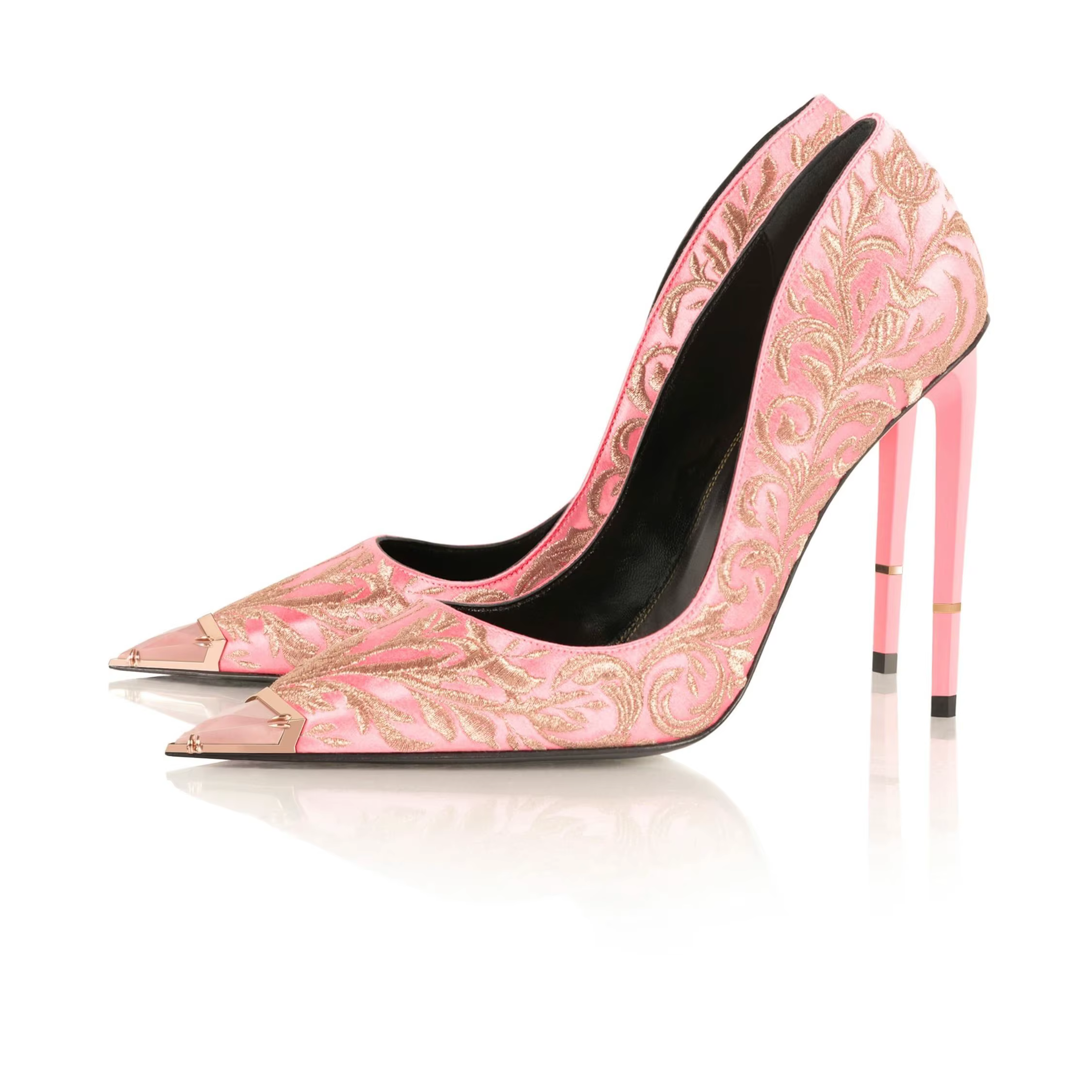 Luxury Silk Embroidered Stiletto Pumps Shallow High Heels Shoes
