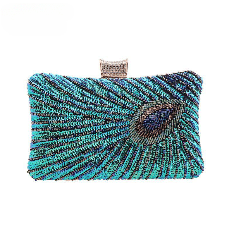 Women Shoulder Bag Peacock Embroidered Shiny Sequins Zipper Canvas Tote Bag  Handbag -POOWE : Amazon.in: Shoes & Handbags