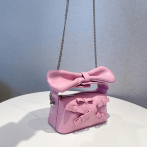 Pink Macaron Crossbody Handbags Bowknot Chain Pillow Bag Cute Box Shape Shopping Shoulder Bags
