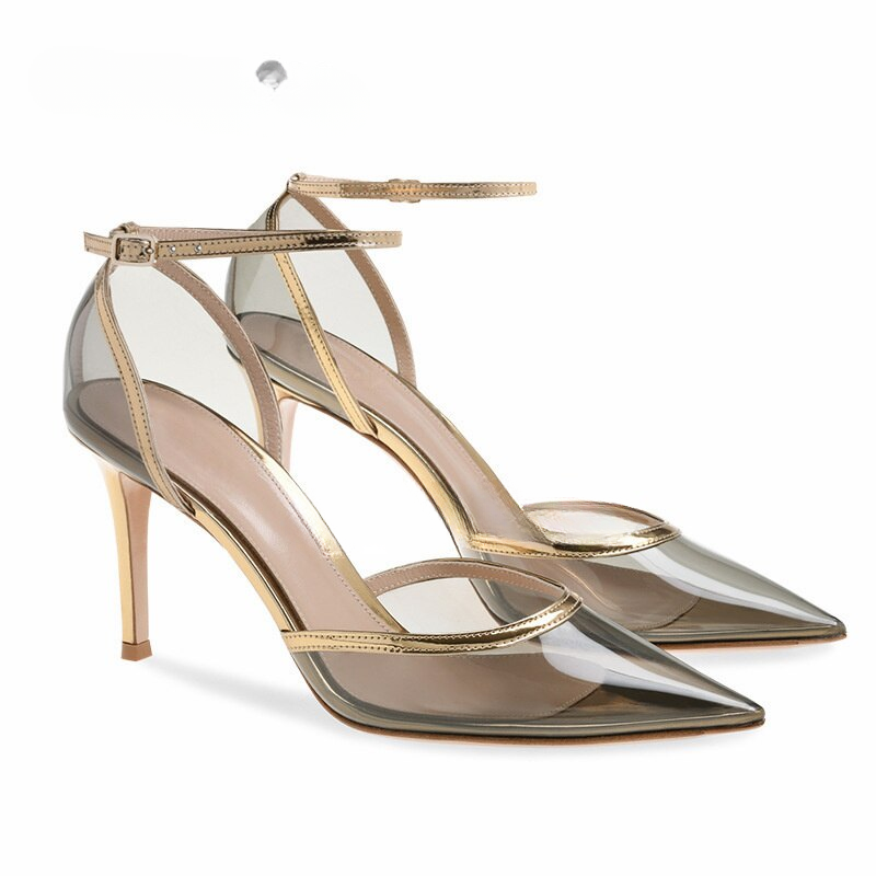 Transparent single strap hot sale thin heeled sandals